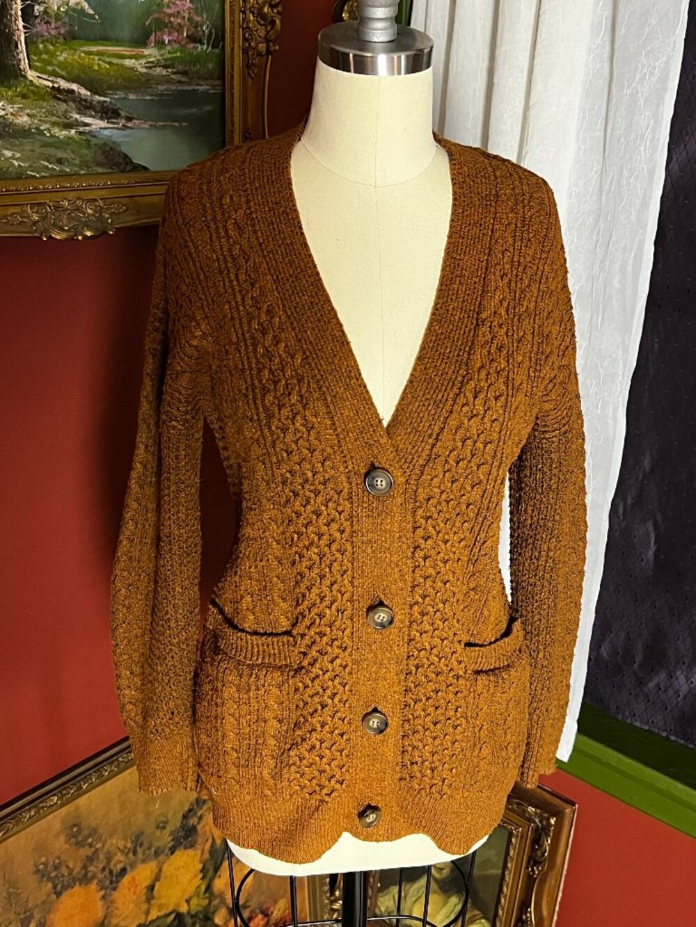 Rusty Color Knit Cardigan - Picture 2 of 11